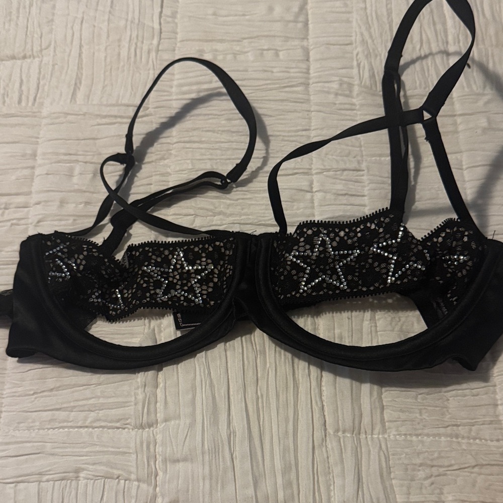 Victoria's Secret Black Star Embellished Bra